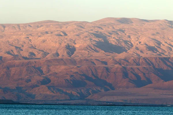 Vista Costa Mar Morto Israel Lado Oposto Montanha Jordânia — Fotografia de Stock