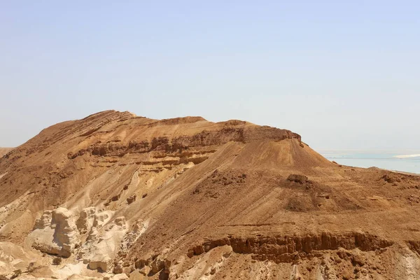 Гірський Ландшафт Юдейській Пустелі Берегах Мертвого Моря Ізраїлі Гаряче Літо — стокове фото