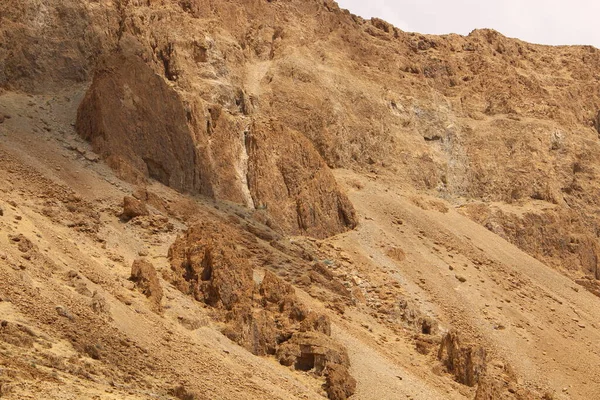 Hegyvidéki Táj Júdeai Sivatagban Holt Tenger Partján Izraelben Meleg Nyár — Stock Fotó