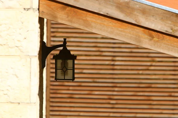 electric lamp installed in a city park in northern Israel