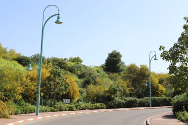 İsrail 'de kuzeyden güneye asfalt yol. İsrail 'de sıcak yaz 