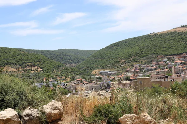 Ландшафт Маленькому Містечку Горах Півночі Ізраїлю Гаряче Літо Ізраїлі — стокове фото