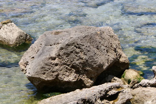 Pierres Obus Sur Les Rives Mer Méditerranée Dans Nord Israël — Photo