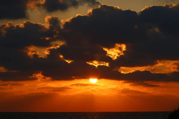 Fiery Red Illumination Sky Horizon Sunset Sunset Mediterranean Sea Northern — Stock Photo, Image