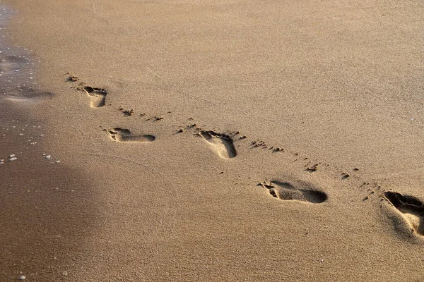 Следы Песке Побережье Средиземного Моря Песчаный Пляж Севере Израиля — стоковое фото