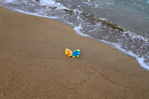 Fußabdrücke Sand Der Mittelmeerküste Sandstrand Norden Israels — Stockfoto