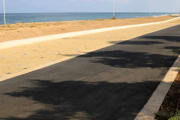 pedestrian road in a city park on the Mediterranean Sea in northern Israel
