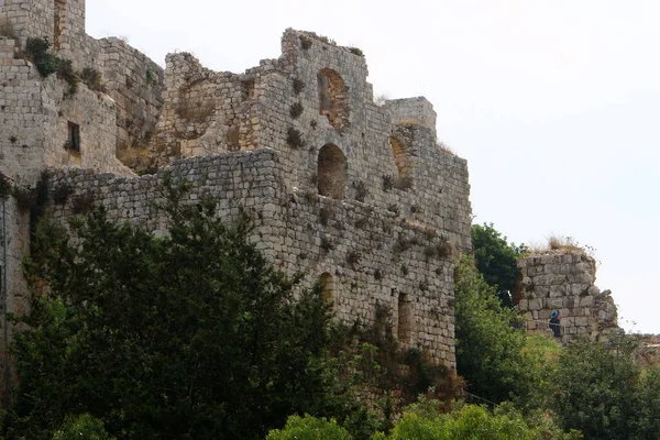 Fortress wall ruins of an ancient fortress of the Crusaders and Hospitallers in northern Israel