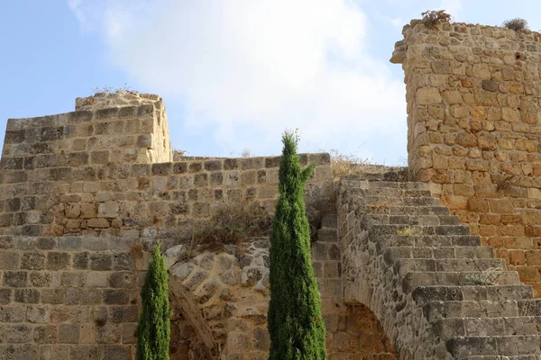 Fortress wall ruins of an ancient fortress of the Crusaders and Hospitallers in northern Israel