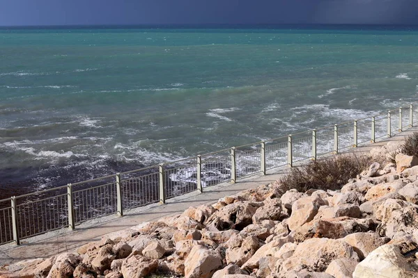 Valla Seguridad Parque Urbano Costa Mediterránea Norte Israel —  Fotos de Stock