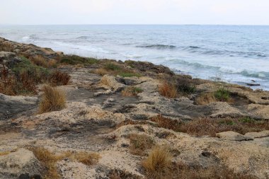 İsrail devletinin kuzeyinde Akdeniz 'in ıssız kıyıları 
