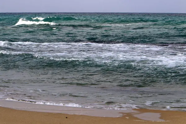 Costa Deserta Del Mar Mediterraneo Nel Nord Dello Stato Israele — Foto Stock