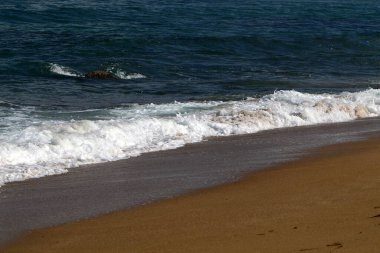 İsrail devletinin kuzeyinde Akdeniz 'in ıssız kıyıları 