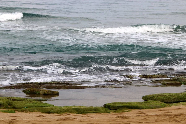 Costa Deserta Mar Mediterrâneo Norte Estado Israel — Fotografia de Stock