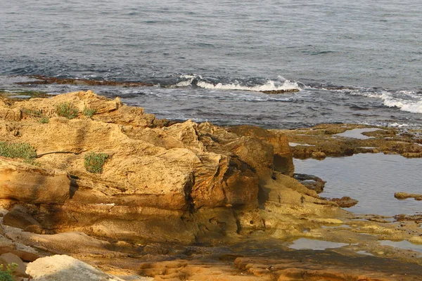 Costa Desierta Del Mar Mediterráneo Norte Del Estado Israel —  Fotos de Stock