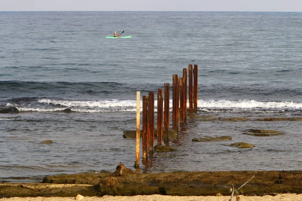 Costa Deserta Mar Mediterrâneo Norte Estado Israel — Fotografia de Stock