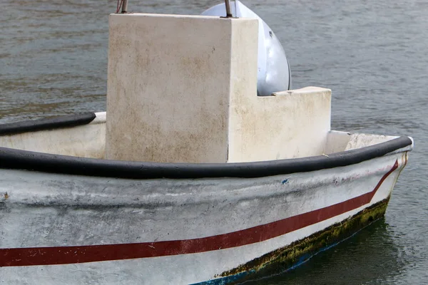 Bateau Est Amarré Port Maritime Akko Dans Nord Israël — Photo