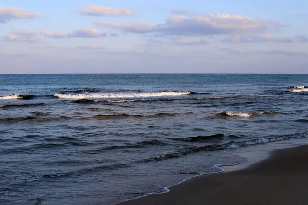 Playa Arena Las Orillas Del Mar Mediterráneo Norte Israel Veranos — Foto de Stock