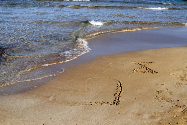 Sandstrand Der Mittelmeerküste Norden Israels Sehr Heiße Und Trockene Sommer — Stockfoto