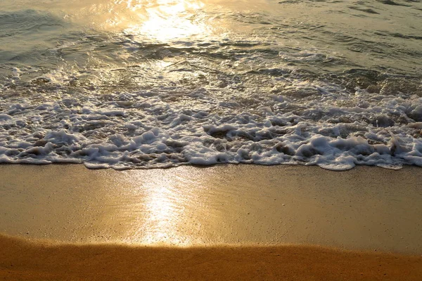 Praia Areia Nas Margens Mar Mediterrâneo Norte Israel Verões Muito — Fotografia de Stock