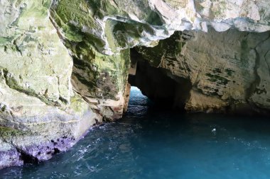 İsrail 'in kuzeyindeki Akdeniz kıyılarındaki yeraltı mağaraları Rosh Hanikra 