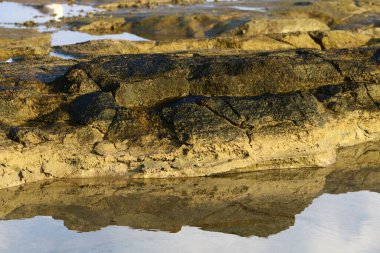 İsrail 'in kuzeyindeki dağlara yakın taş ve kaya dokusu 