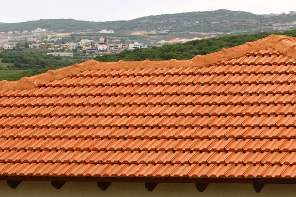 Fragment Tiled Roof Architectural Details Housing Israel — Stock Photo, Image