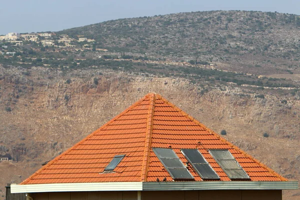 Frammento Tetto Piastrellato Dettagli Architettonici Degli Alloggi Israele — Foto Stock