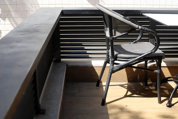 Cadeiras Mesas Café Não Funcional Fechado Durante Pandemia Covid — Fotografia de Stock