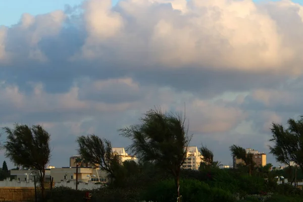 Rain Clouds Blue Sky Mediterranean Sea Northern Israel — Stock Photo, Image