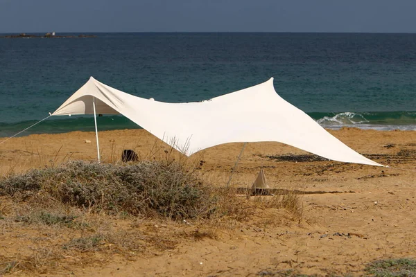 Tente Touristique Sur Les Rives Mer Méditerranée Dans Nord Etat — Photo