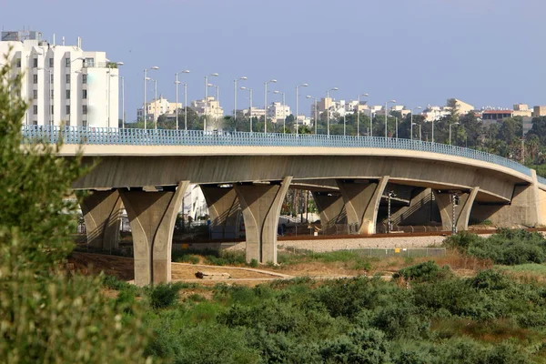 Reinforced Concrete Bridge Road Transport Landscape Bridge Northern Israel — Stock Photo, Image