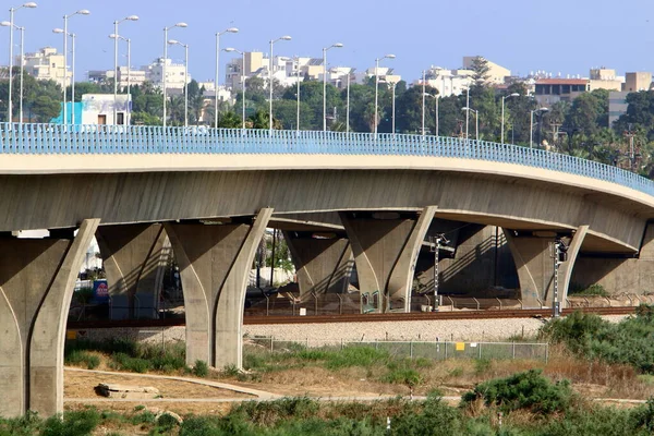 Puente Hormigón Armado Para Transporte Por Carretera Paisaje Con Puente — Foto de Stock