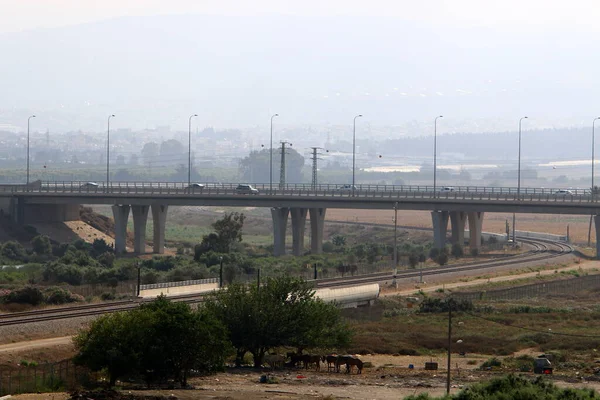 Puente Hormigón Armado Para Transporte Por Carretera Paisaje Con Puente — Foto de Stock