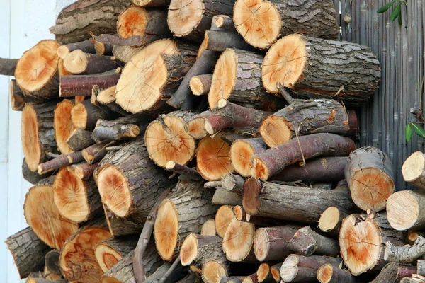 Wooden Logs Beams Sawn Firewood Preparation Firewood Winter — Stock Photo, Image