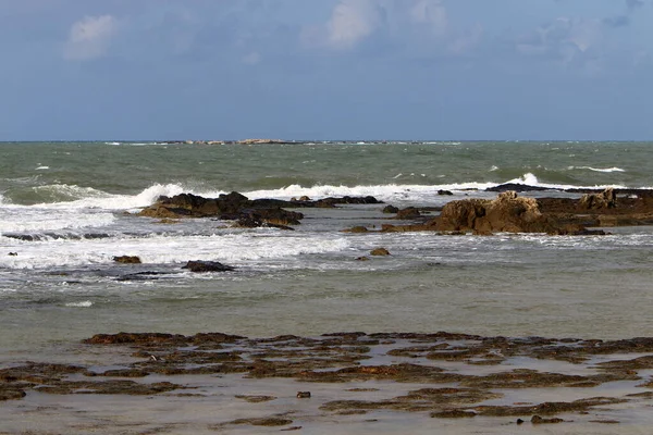 Rocky Kysten Middelhavet Nord Israel Lagerbilde Tabellen – stockfoto