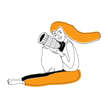 Fotoğrafçılık hayatı. Bayan fotoğrafçı. Fotoğraf illüstrasyonu.