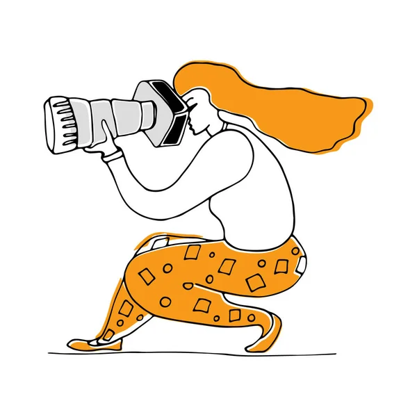 Fotoğrafçılık hayatı. Bayan fotoğrafçı. Fotoğraf illüstrasyonu.