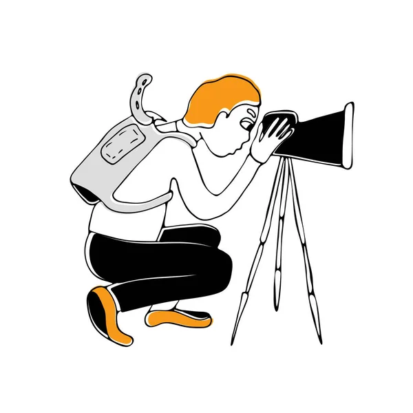 Fotoğrafçılık hayatı. Erkek fotoğrafçı. Fotoğraf illüstrasyonu.