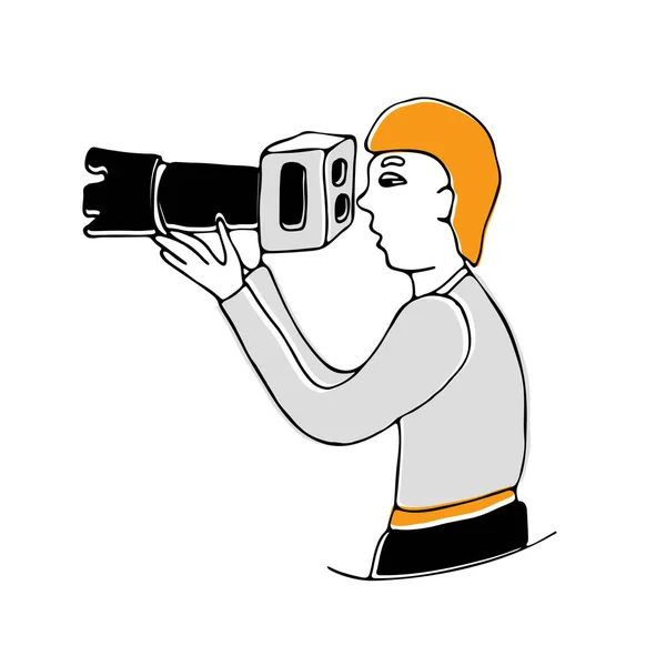 Fotoğrafçılık hayatı. Erkek fotoğrafçı. Fotoğraf illüstrasyonu.