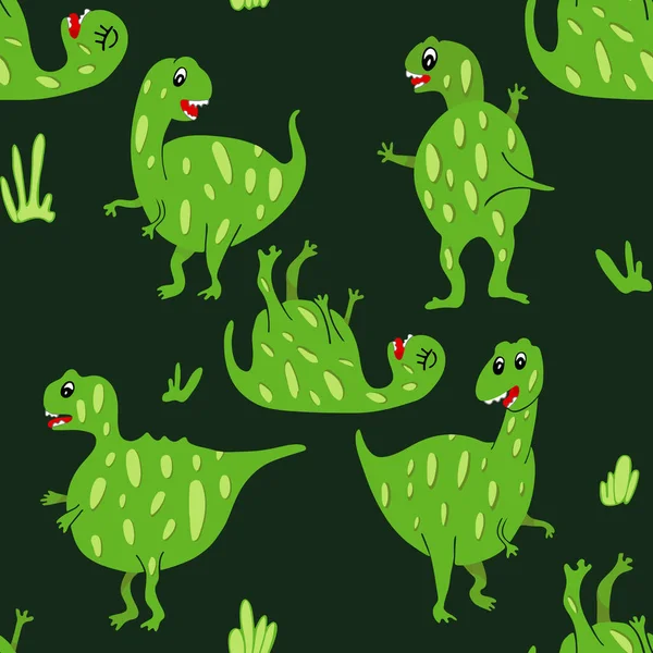 Green Dinosaur Kids Design Seamless Pattern — Stock Photo, Image