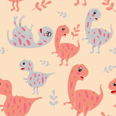 Dinozorlarda kusursuz desen. Kağıt ve Tekstil Tasarımı