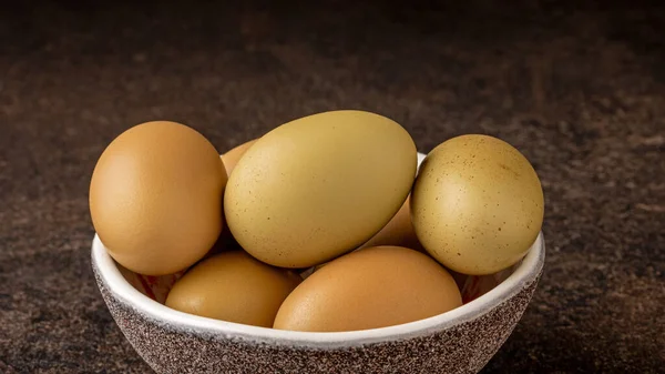 Close Shot Collection Rare Chicken Eggs Unique Grey Green Shells — Stock Photo, Image