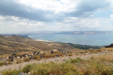 Golan Tepeleri görünümünden Celile Denizi - Kineret, İsrail için