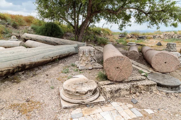 Restos Coluna Nas Ruínas Grego Cidade Romana Século Iii Século — Fotografia de Stock