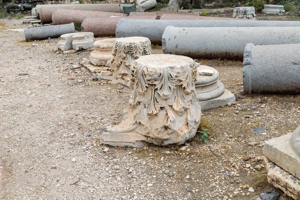 Restos Coluna Nas Ruínas Grego Cidade Romana Século Iii Século — Fotografia de Stock