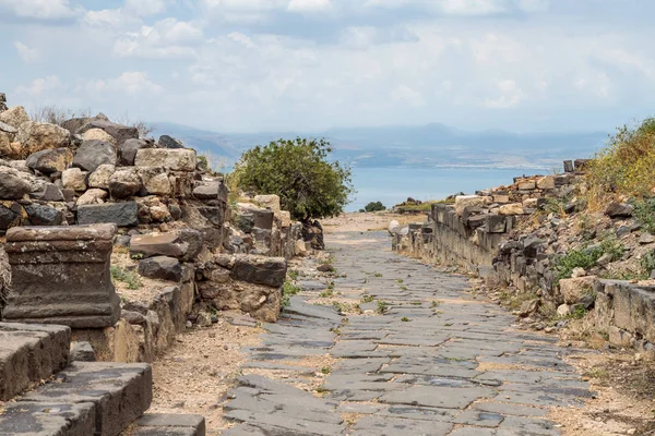 Route Pavée Dans Les Ruines Grec Ville Romaine Iiie Siècle — Photo