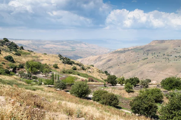 Dağdan Antik Yahudi Yerleşim Kalıntıları Kanatir Golan Tepeleri Duvarda Anne — Stok fotoğraf