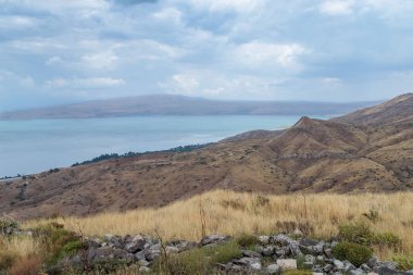 Golan Tepeleri görünümünden Celile Denizi - Kineret, İsrail için