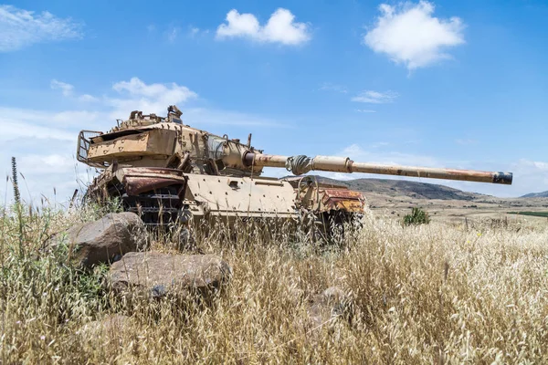 Tanque Israelí Destruido Está Después Del Juicio Final Guerra Yom — Foto de Stock
